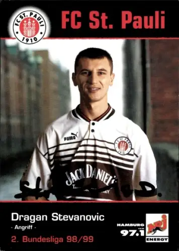 Autogrammkarte Fußballer Dragan Stevanovic, FC St. Pauli, Autogramm