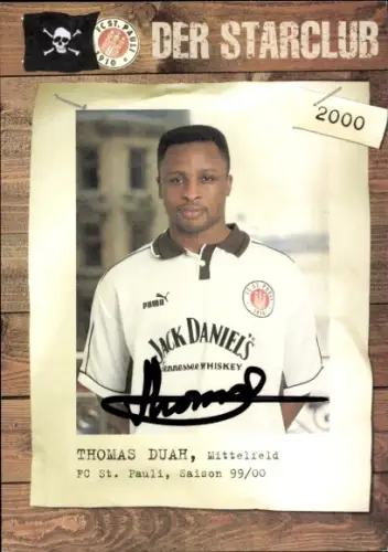 Autogrammkarte Fußballer Thomas Duah, FC St. Pauli, Autogramm