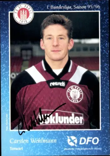Autogrammkarte Fußballer Carsten Wehlmann, FC St. Pauli, Autogramm