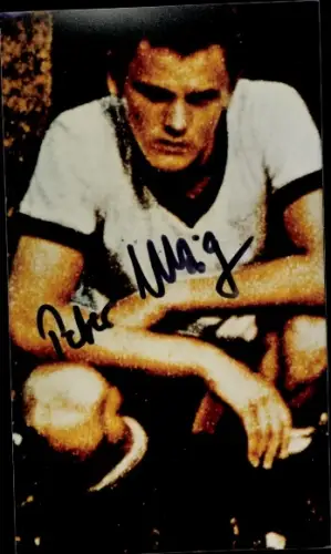 Fotoausschnitt Fußballer Peter Utzig, FC St. Pauli, Autogramm