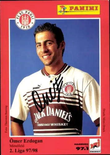 Sammelbild Fussballer Ömer Erdogan, FC St. Pauli, Autogramm