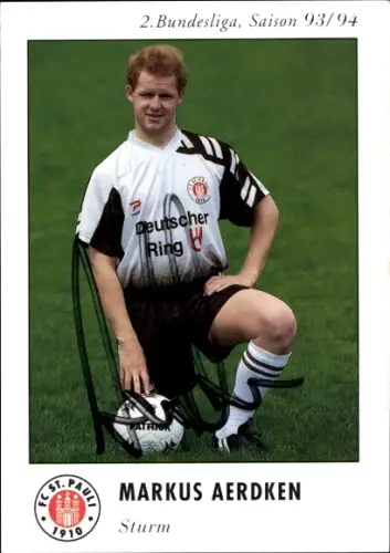 Autogrammkarte Fussballer Markus Aerdken, Stürmer, FC St. Pauli, Autogramm