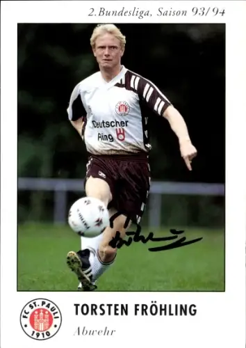 Autogrammkarte Fussballer Torsten Fröhling, FC St. Pauli, Autogramm
