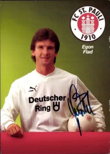 Autogrammkarte Fussballer Egon Flad, FC St. Pauli, Autogramm