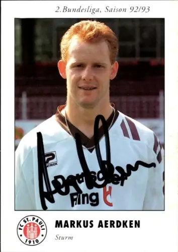Autogrammkarte Fussballer Markus Aerdken, FC St. Pauli, Autogramm