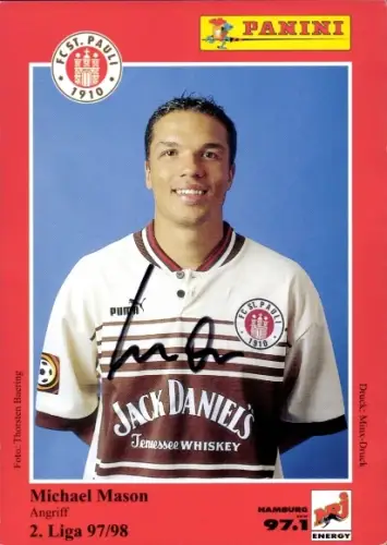 Sammelbild Fussballer Michael Mason, FC St. Pauli, Autogramm