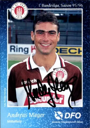 Autogrammkarte Fussballer Andreas Mayer, FC St. Pauli, Autogramm