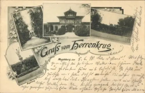Ak Magdeburg an der Elbe, Herrenkrug, Denkmal