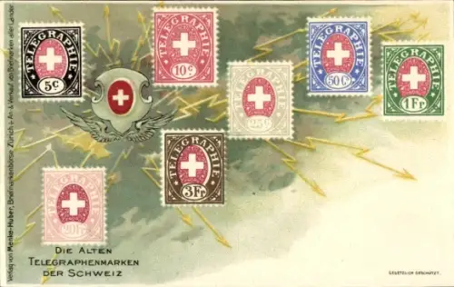 Ganzsachen Litho Die alten Telegraphenmarken der Schweiz, Helvetia