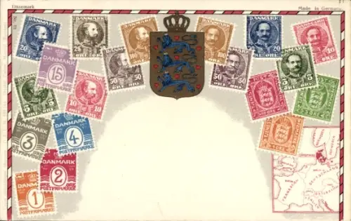 Briefmarken Ak Dänemark, Wappen