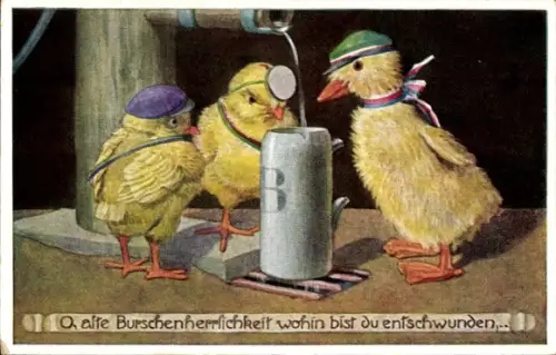 Studentika Ak Burschenherrlichkeit, Bierkrug, Küken