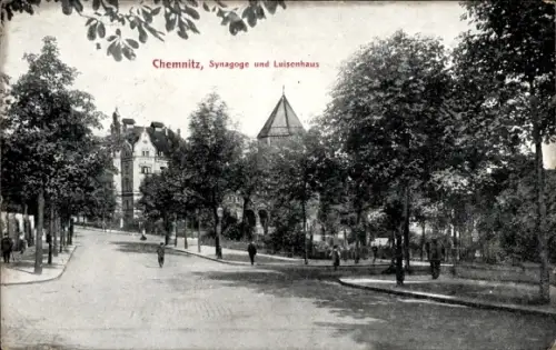Judaika Ak Chemnitz in Sachsen, Synagoge und Luisenhaus