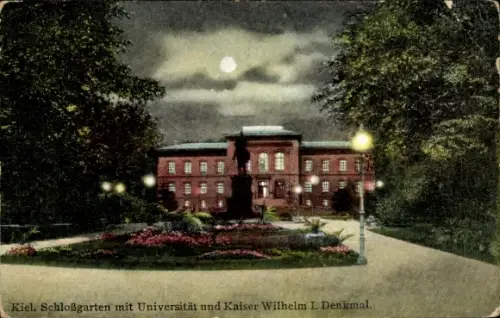 Ak Kiel,  Schloßgarten, Universität, Kaiser Wilhelm I. Denkmal