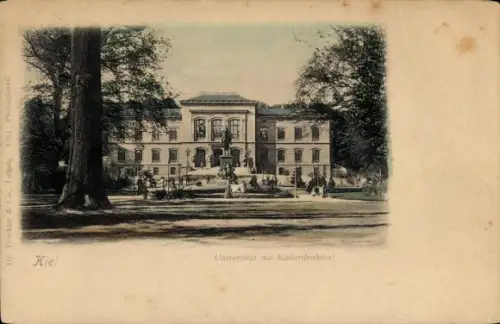 Ak Kiel, Universität mit Kaiserdenkmal