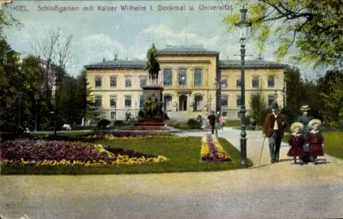Ak Kiel, Schlossgarten mit Kaiser Wilhelm I. Denkmal, Universität