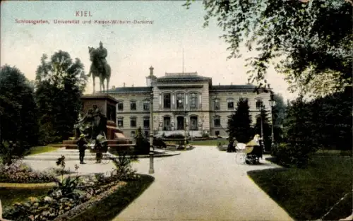 Ak Kiel,  Schlossgarten, Universität, Kaiser-Wilhelm-Denkmal