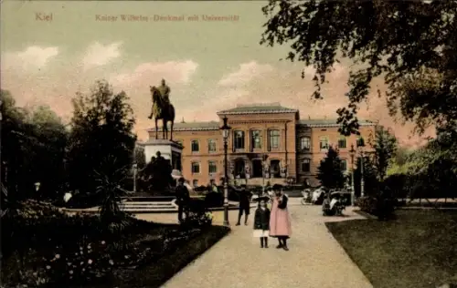 Ak Kiel, Kaiser Wilhelm Denkmal, Universität, Schlossgarten