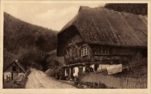 Ak Schwarzwald, Dorfstraße, Schwarzwaldhaus