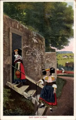 Ak Volkstrachten aus Bückeburg und Schaumburg, Zwei Dorfschöne