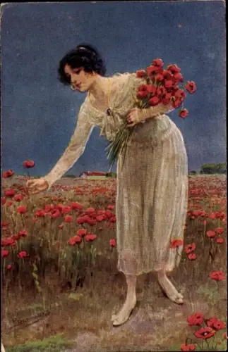 Künstler Ak Borrmeister, R., Roter Mohn
