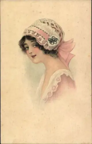 Künstler Ak Junge Frau mit Hut, Portrait