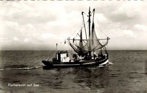 Ak Fischerboot auf See