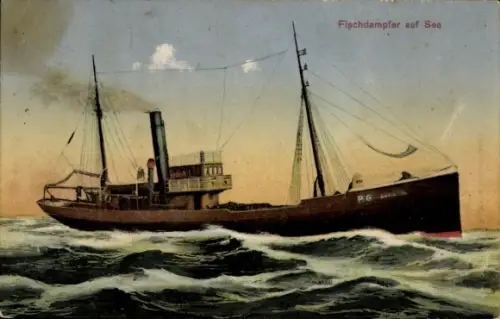 Ak Fischdampfer auf See