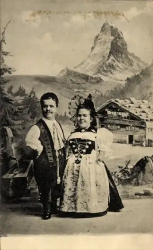 Ak Miniatur-Duett Emma und August Clever