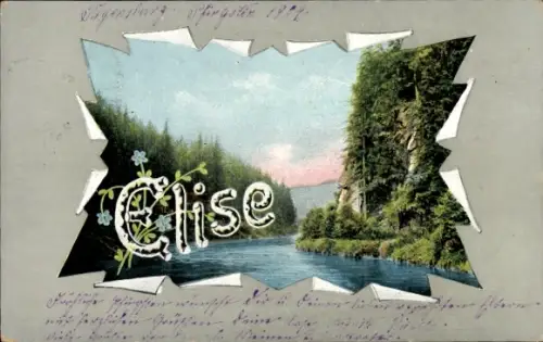 Passepartout Buchstaben Ak Vorname Elise, Flusslandschaft, Wald