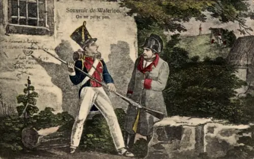 CPA Souvenir de Waterloo, On ne passe pas, Napoleon