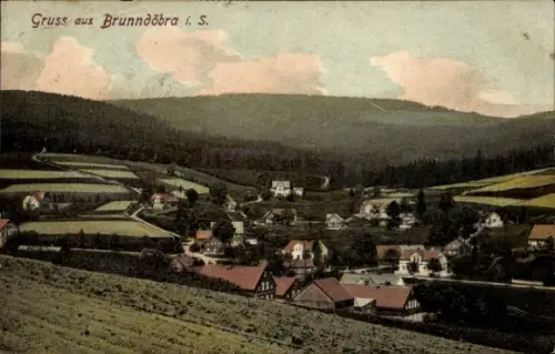 Ak Brunndöbra Klingenthal im Vogtland Sachsen,  Dorfpanorama