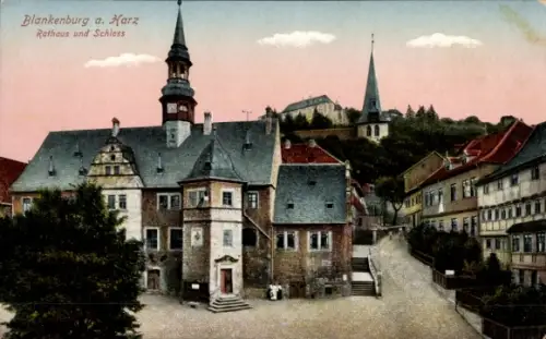 Ak Blankenburg am Harz,  Rathaus, Schloss