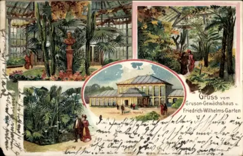 Litho Magdeburg an der Elbe, Gruson-Gewächshaus, Friedrich Wilhelms Garten