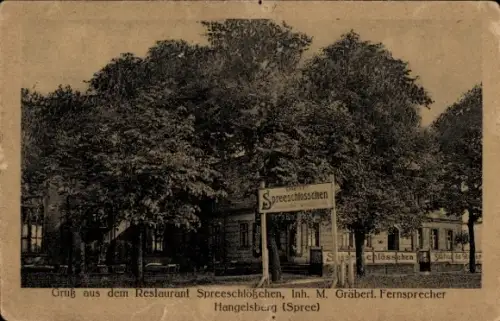 Ak Hangelsberg Grünheide in der Mark, Restaurant Spreeschlößchen, Inh. M. Gräbert