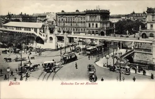 Ak Berlin Kreuzberg , Hallesches Tor mit Hochbahn