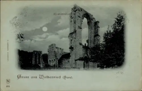 Mondschein Ak Walkenried am Harz, Klosterruine