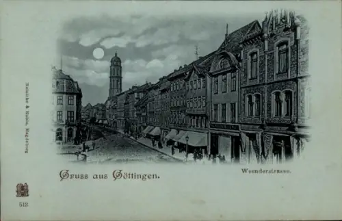 Mondschein Ak Göttingen in Niedersachsen, Weenderstraße