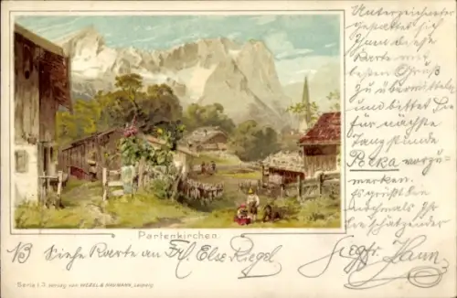 Litho Partenkirchen in Oberbayern, Dorfmotiv
