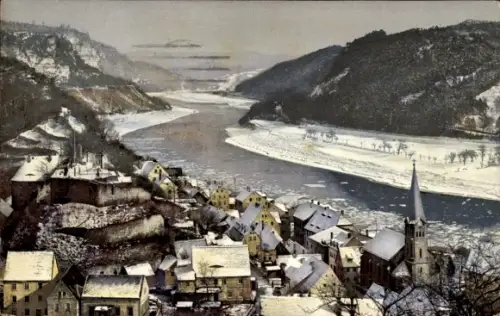 Ak Wehlen an der Elbe Sachsen, Nenke und Ostermaier Serie 93 Nr 2105, Winter