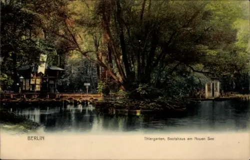 Ak Berlin Tiergarten, Bootshaus am Neuen See