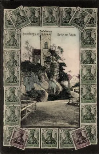 Briefmarken Passepartout Ak Ronneburg in Thüringen, Schloss