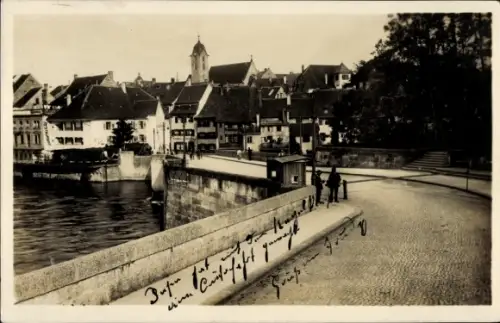 Ak Rheinfelden Kanton Aargau Schweiz,  Altstadt, Rheinufer, Brücke, Kirchturm