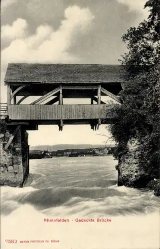 Ak Rheinfelden Kanton Aargau Schweiz, Gedeckte Brücke