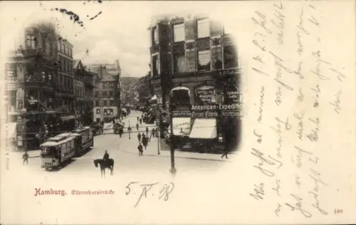 Ak Hamburg Altstadt, Ellerntorbrücke, Geschäfte, Paul Hoffmann, Gotthard Lalle, Straßenbahn