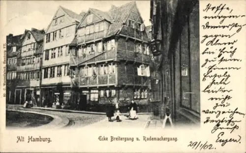 Ak Hamburg Mitte Neustadt, Ecke Breitergang und Rademachergang