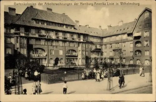 Ak Hamburg Wilhelmsburg, Gartenkolonien der Arbeiterwohnungen der Hamburg-Amerika Linie