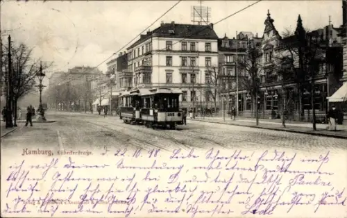 Ak Hamburg Hohenfelde, Lübecker Straße, Straßenbahn