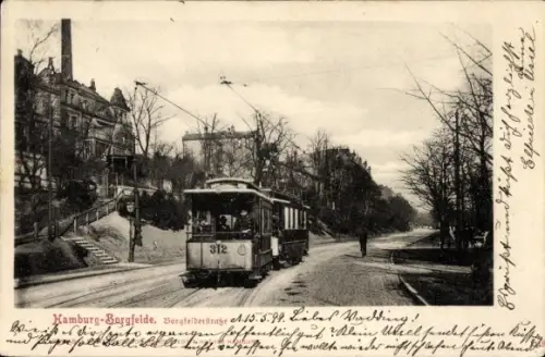 Ak Hamburg Mitte Borgfelde, Borgfelder Straße, Straßenbahn
