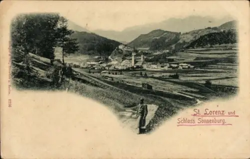 Ak St. Lorenz Oberösterreich, Gesamtansicht, Schloss Sonnenburg