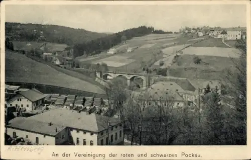 Ak Rittersberg Marienberg im Erzgebirge Sachsen, An der Vereinigung der roten und schwarzen Pockau